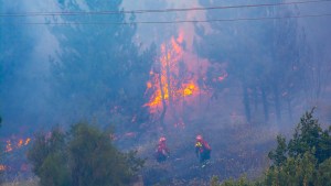 Incendio en El Hoyo: hay casi 60 personas evacuadas y sigue el combate del fuego