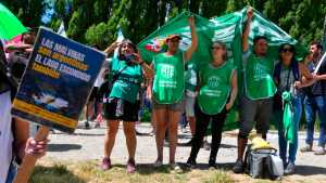 La marcha de militantes que recorrió el largo sendero de montaña logró llegar a lago Escondido