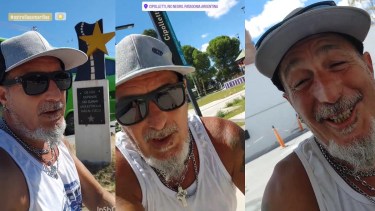 Martin Fabio más conocido como "el Mono" de Kapanga paseando por Cipolletti. 