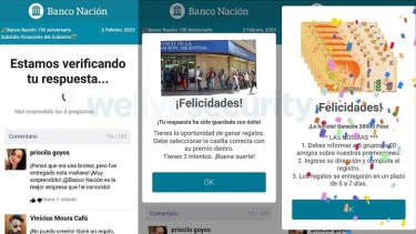 La persona supuestamente gana el premio y solicitan compartir la información con sus contactos para poder avanzar. 

