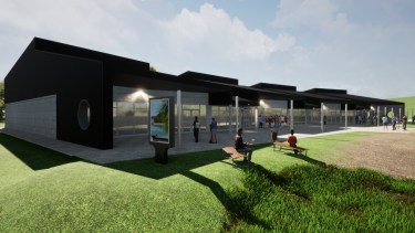 Así será  el Museo Tecnológico Interactivo de Ciencia, Ambiente y Sociedad (MuTec). Estará en un predio del Centro Atómico, al oeste de Bariloche. Foto: gentileza