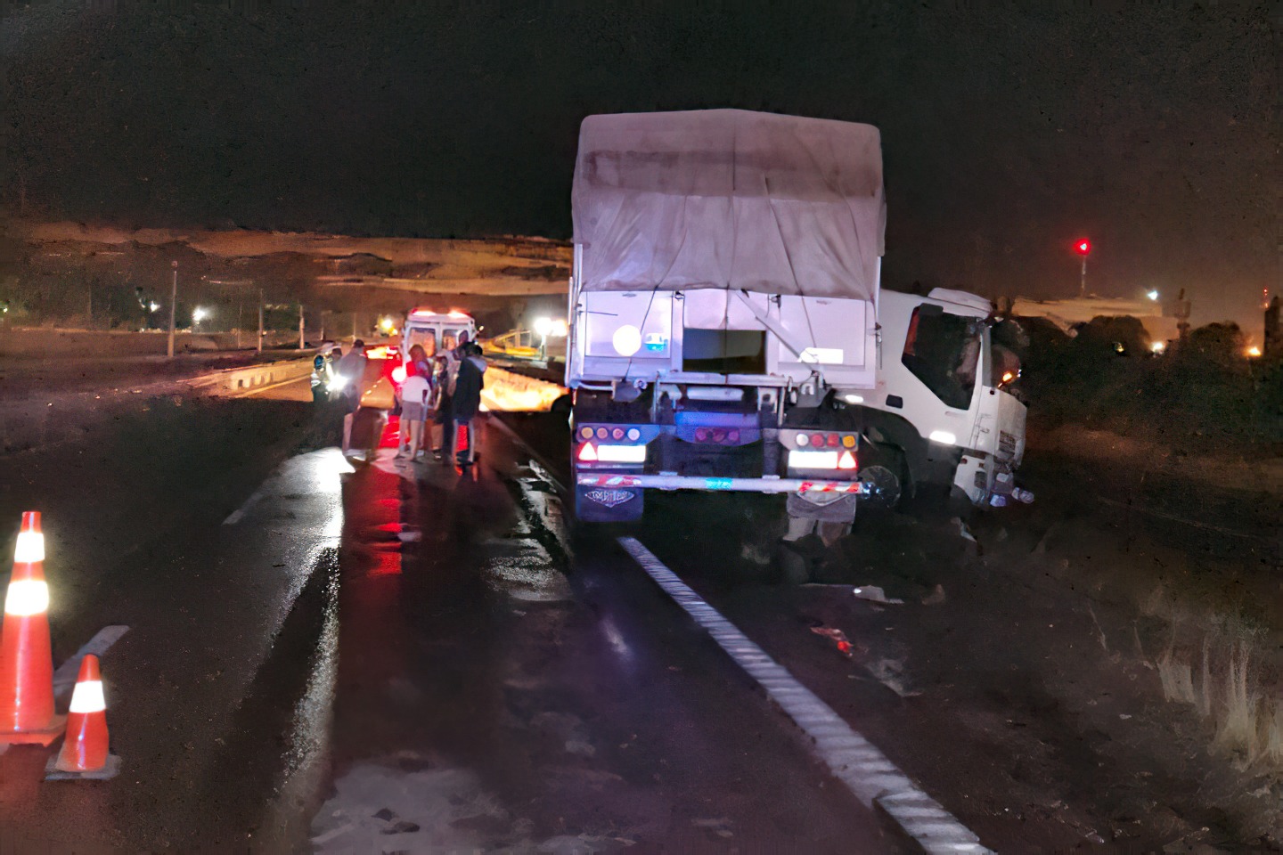 El camión quedó detenido sobre la banquina de la margen sur de la Ruta 22 en el ingreso este a Regina. 