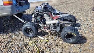El cuatriciclo de Barría, con las muestras del accidente. 