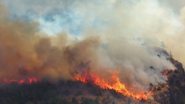 El fuego se desató en cercanías de la laguna Larga, en jurisdicción del parque nacional Los Alerces, en Chubut. Gentileza 