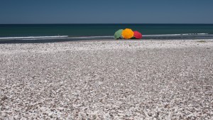 La Conchilla, una playa tan linda como su vecina Punta Perdices, a 65 km de Las Grutas y con música propia