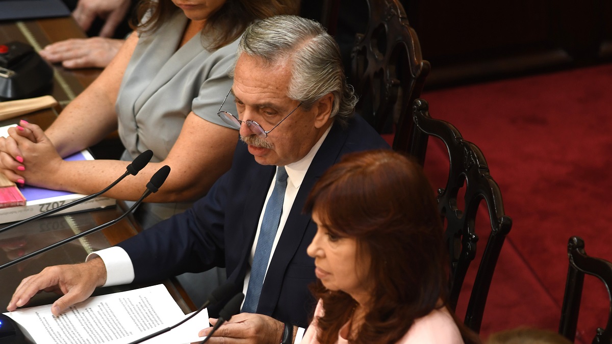 Alberto Fernández en la aperuta de sesiones ordinarias del Congreso. Foto Télam.