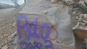 Denuncian pintadas políticas en rocas del bosque de Villa Pehuenia
