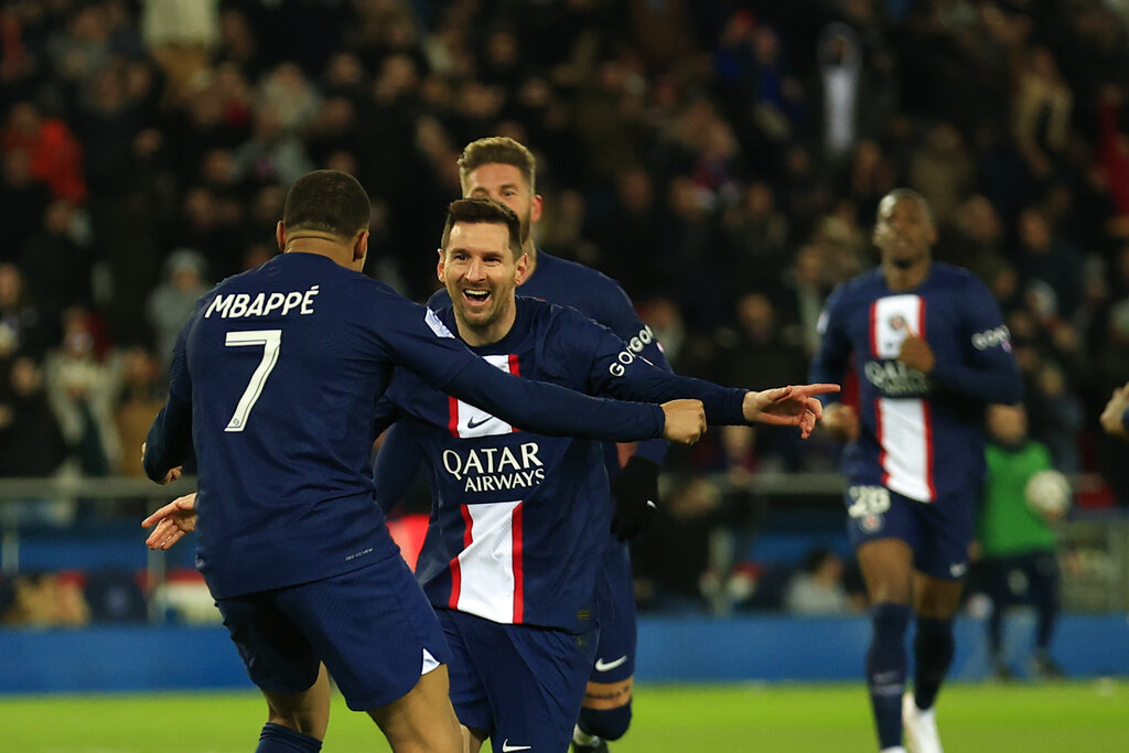 Messi abrió la cuenta en la victoria parcial del PSG ante Nantes. (AP Photo/Aurelien Morissard)