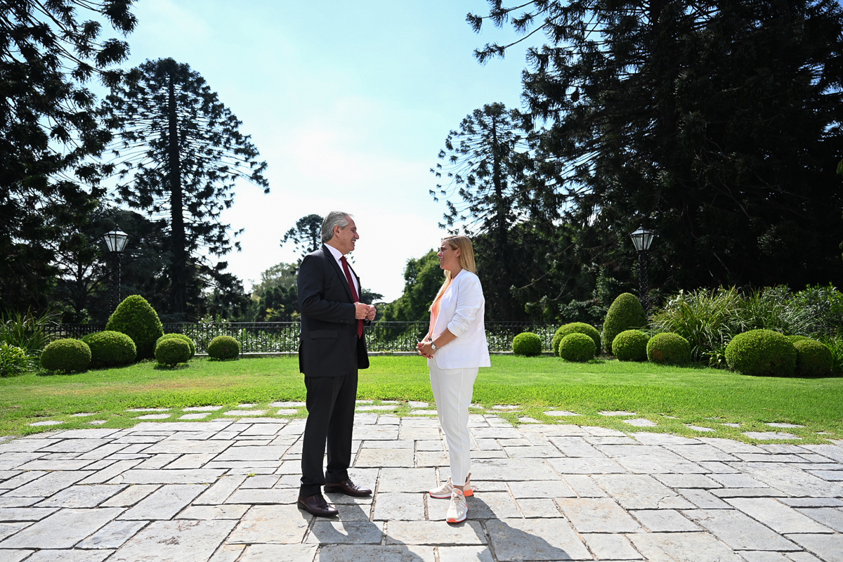 Maria Emilia Soria en la Quinta de Olivos con Alberto Fernandez. Foto: gentileza