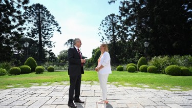 Maria Emilia Soria en la Quinta de Olivos con Alberto Fernandez. Foto: gentileza