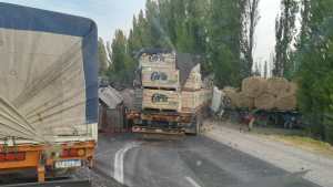 Dos camiones y un auto protagonizaron un choque múltiple en la ruta 151