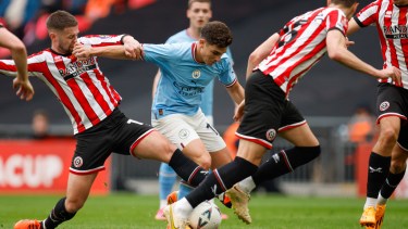 Julián Álvarez jugó los noventa minutos en la goleada del City por la FA Cup. (AP Photo/David Cliff)