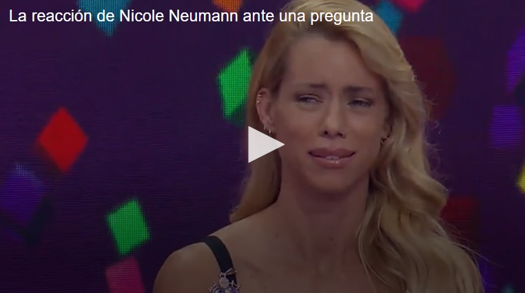 Nicole Neumann y su reacción ante una pregunta de Guido Kaczka (Captura Video: "Los 8 escalones", El Trece).
