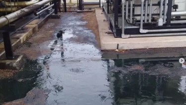 El derrame de petróleo en la batería de YPF.
