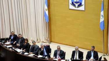 El jurado de enjuiciamiento que deberá resolver si condena o absuelve al magistrado de Rincón de los Sauces. Foto Matías Subat.