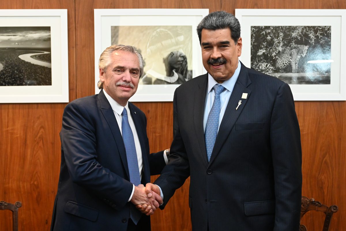 Nicolás Maduro y Alberto Fernández mantuvieron hoy una reunión bilateral en Brasil. Foto Télam