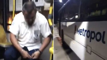 En las imágenes captadas por un testigo se puede ver al colectivero haciéndose un torniquete.