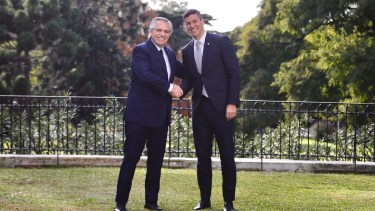 El presidente Alberto Fernández reunió en Olivos con al mandatario electo de Paraguay, Santiago Peña. Foto Presidencia. 