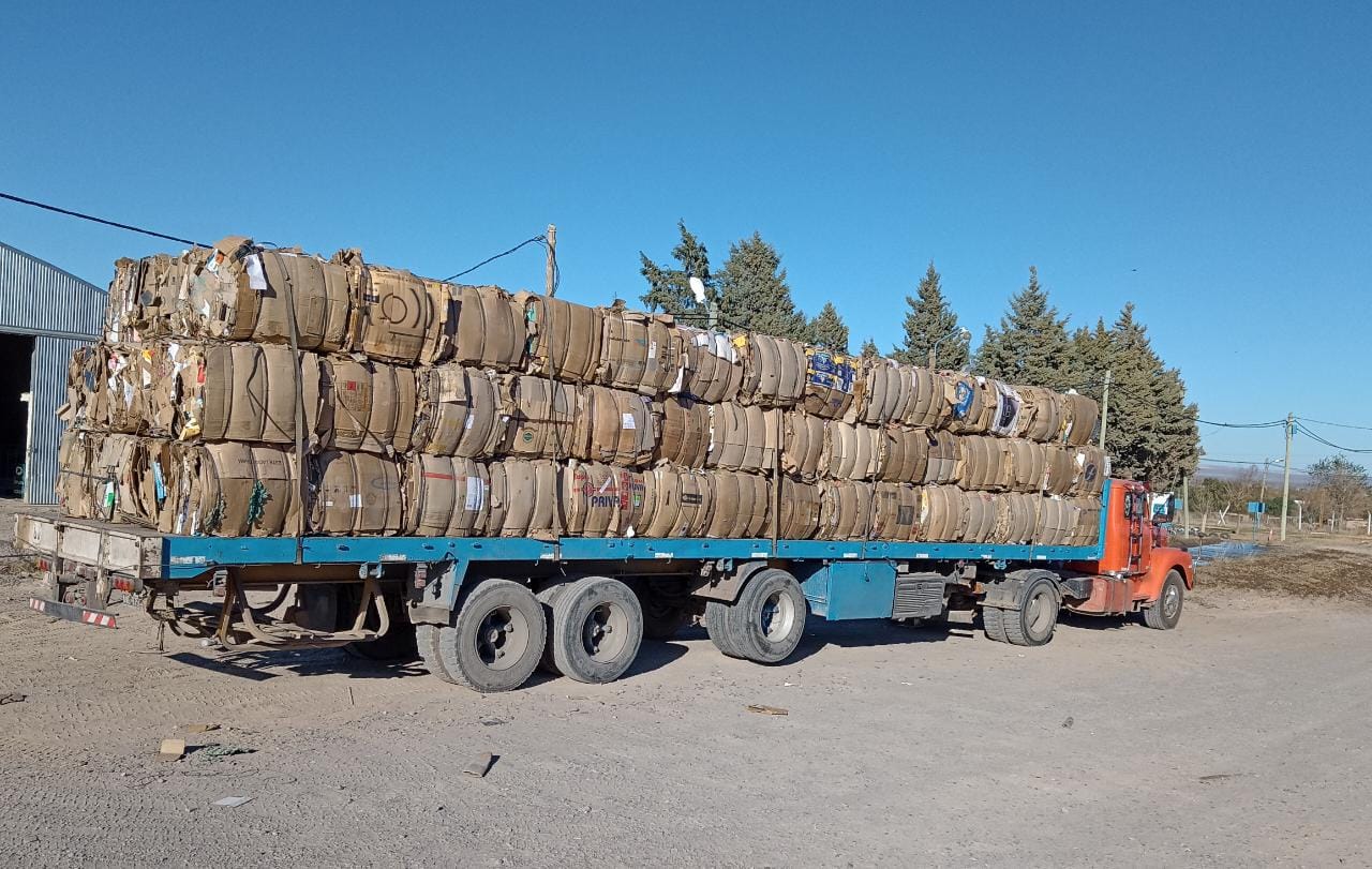 En dos semanas, trabajadores de la Cooperativa de Recicladores de Roca lograron recolectar 20 toneladas de cartón. Foto: prensa municipio de Roca