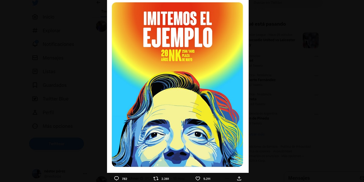 El afiche que compartió Cristina Kirchner en su cuenta de Twitter. 
