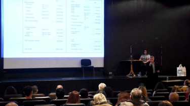 El Consejo de Administración del IMPS dio informes y respondió preguntas en la  sala llena en el auditorio del Museo Municipal de Bellas Artes  (foto Matias Subat)