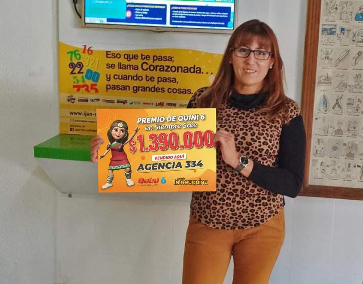 La agencia Nº 334 de Zapala venció uno de los cupones ganadores del Quini 6, en Neuquén. Foto: Gentileza Facebook Lotería La Neuquina. 