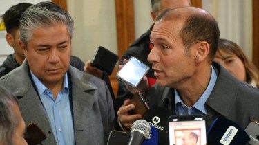 Gutiérrez y Figueroa en la conferencia de prensa que dieron tras la reunión. Foto: Florencia Salto.