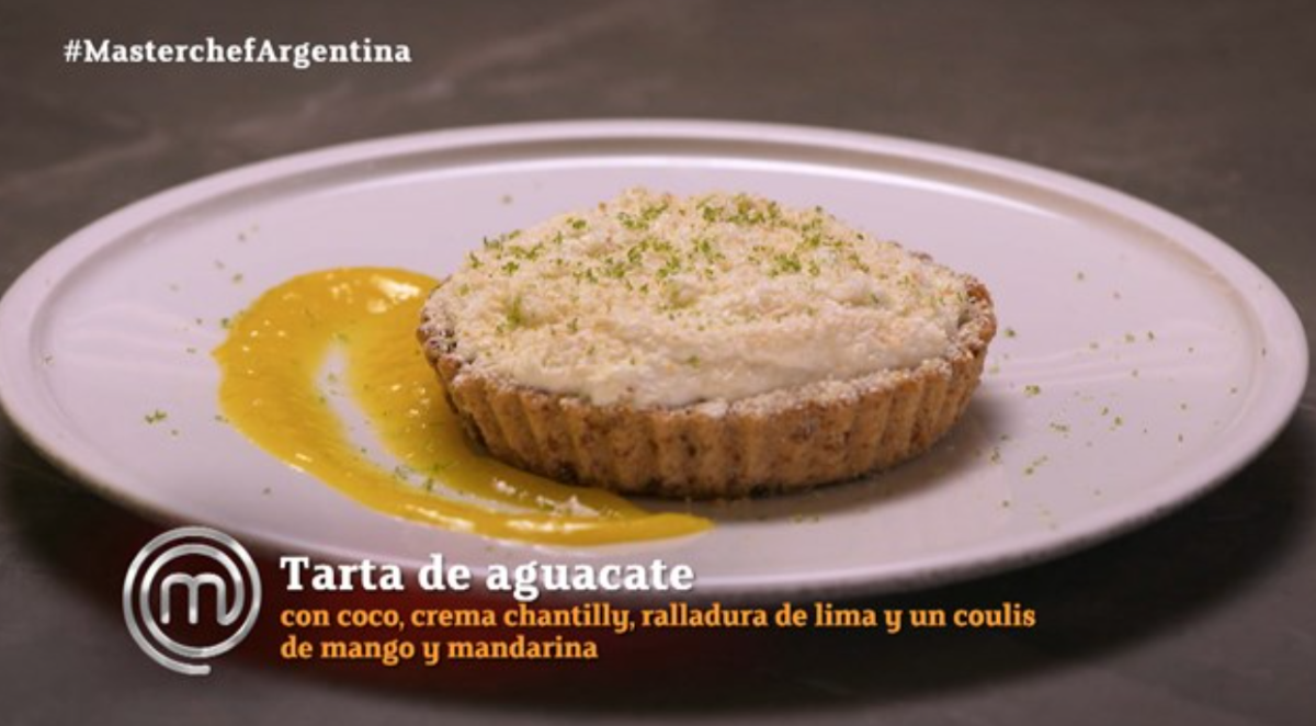 Tarta de aguacate, el plato de Rodolfo con el que brilló en MasterChef Argentina. Foto: Captura Telefé