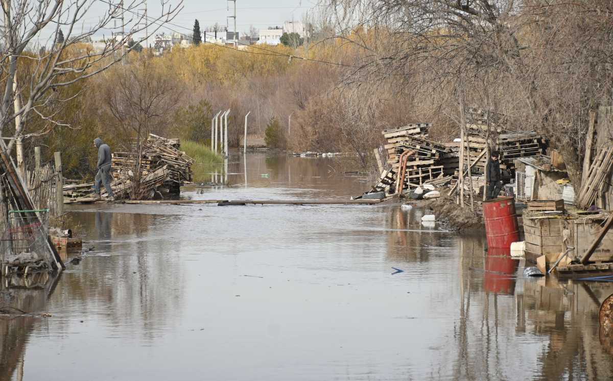 El temporal azotó al norte neuquino y provocó la crecida del río Neuquén. Foto: Florencia Salto. 