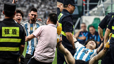 El hincha chino que entró a saludar a Lionel Messi. 