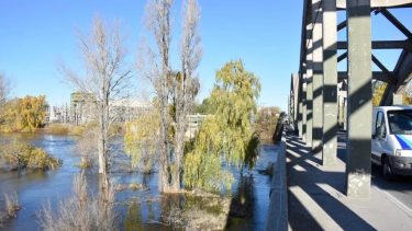 Debajo de los puentes Neuquén-Cipolletti se aprecia la fuerza del agua (Foto: Matías Subat)