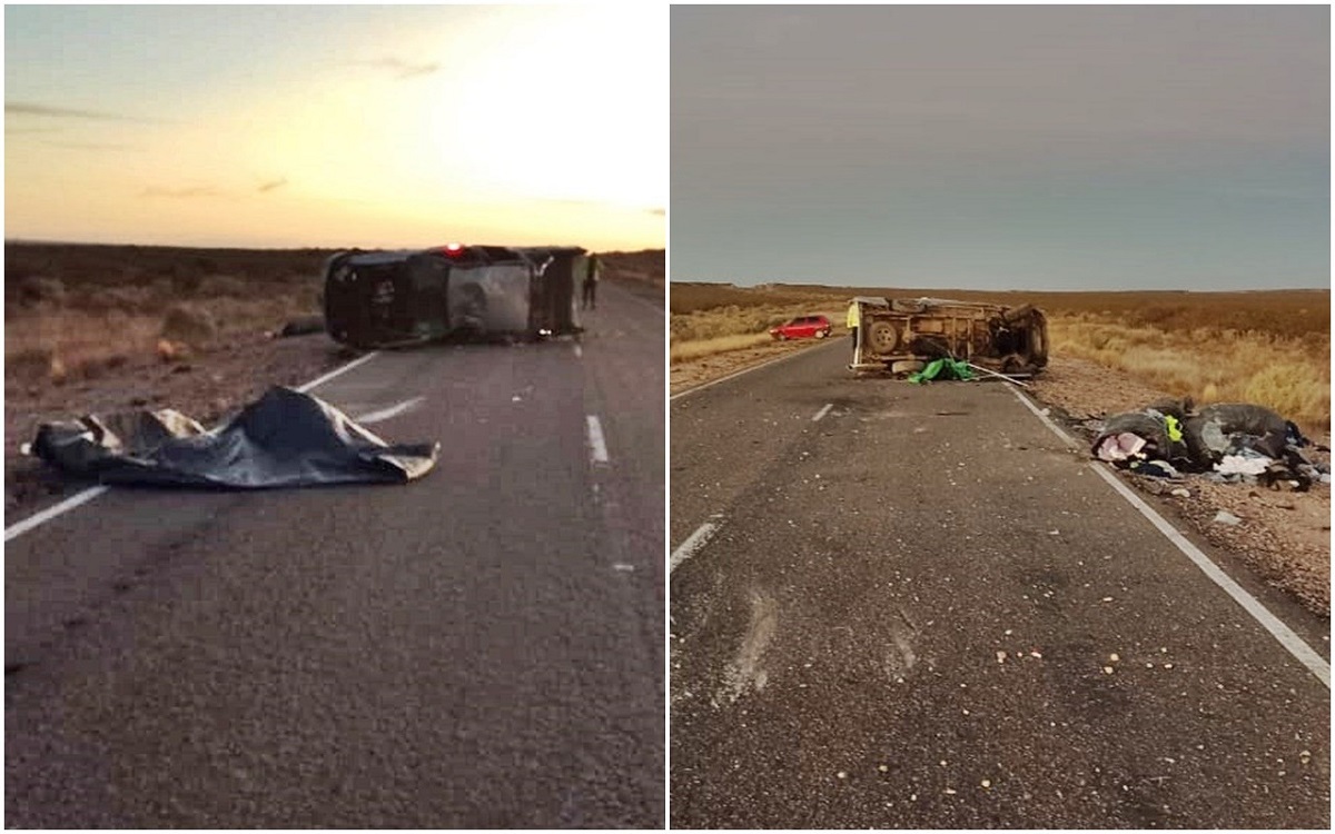 La camioneta había partido de Neuquén y volcó a algunos kilómetros de Casa de Piedra. Foto: InfoPico. 