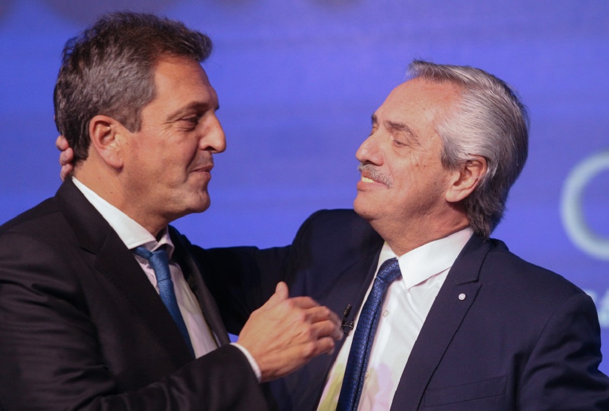 Alberto Fernández apoyó por primera vez al ministro de Economía en su candidatura presidencial. Foto: Gentileza Canal 26. 