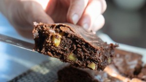 Brownie veggie con zapallo y porotos