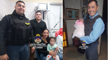 Policías de Neuquén lograron salvarle la vida a dos bebés en menos de 24 horas. foto: Policía de Neuquén