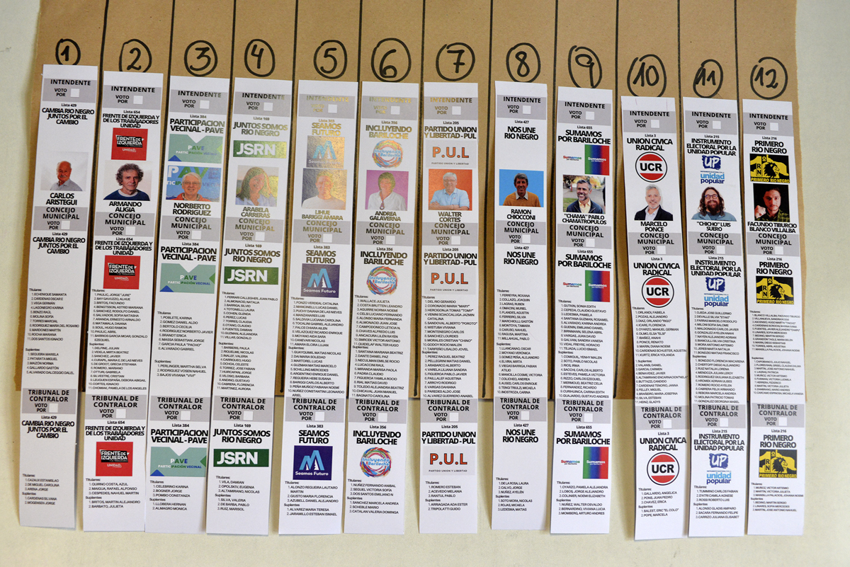 Así quedará la boleta única de Bariloche que estará en las mesas electorales el 3 de septiembre. Foto: Chino Leiva