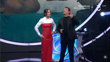 Los conductores mantuvieron la calma durante el temblor que interrumpió la transmisión en vivo de Gran Hermano Chile. Foto Captura.