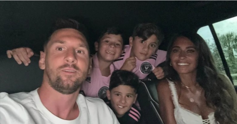 La familia Messi en Miami en la presentación del nuevo jugador del Inter. 