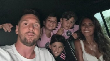 La familia Messi en Miami en la presentación del nuevo jugador del Inter. 