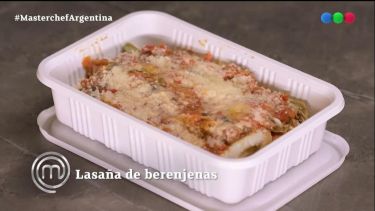Lasagna de berenjenas, la vianda que preparó Aquiles en MasterChef Argentina. Foto: Captura Telefé
