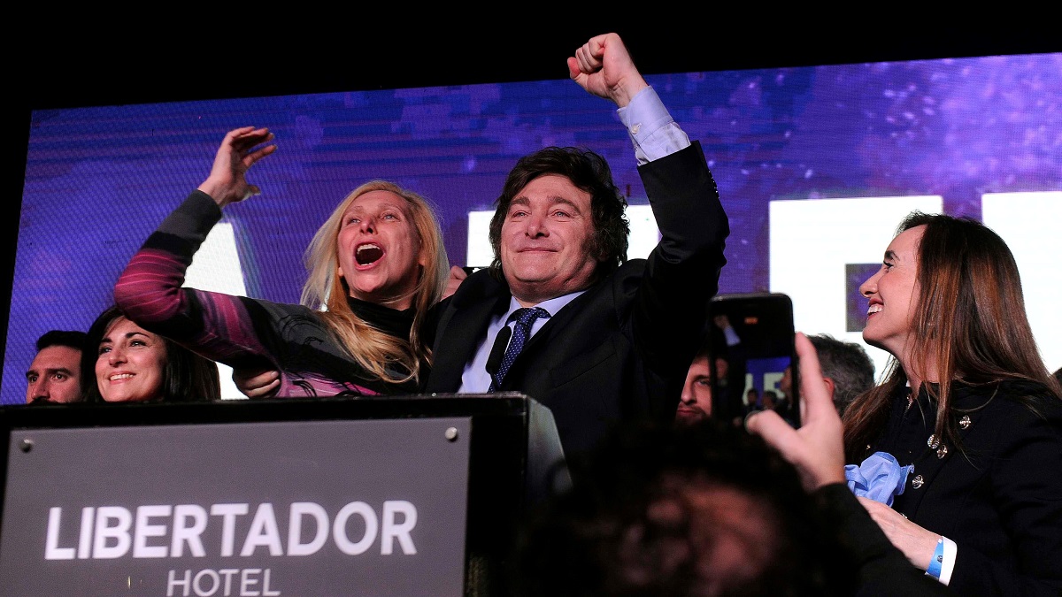 Javier Milei, candidato de La Libertad Avanza, fue el más votado en las Elecciones PASO 2023 en Argentina, obteniendo más de 7 millones de votos. Foto Télam.