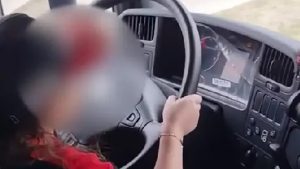 Video| Polémica en Santa Cruz: puso a un nene de 7 años a manejar un camión y lo grabó