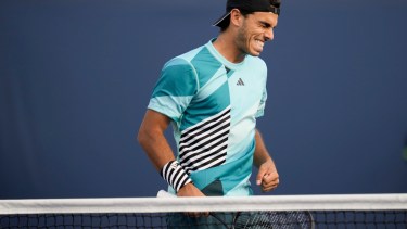 Francisco Cerundolo, batalló durante cuatro horas en su derrota por la segunda ronda. (AP Photo/Charles Krupa)