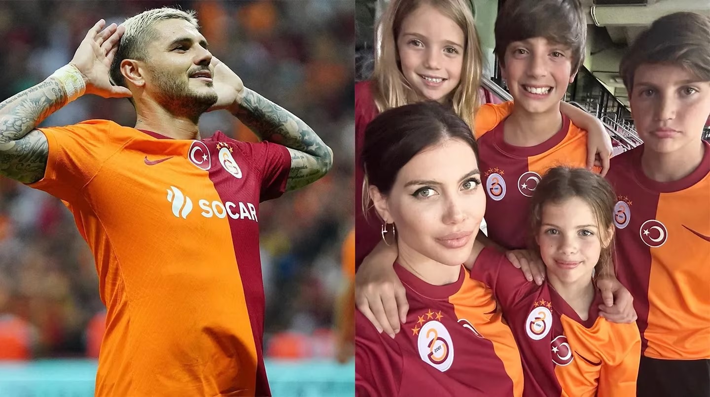 Wanda Nara y sus hijos festejaron el gol de Mauro Icardi para el equipo turco. Foto: Instagram.