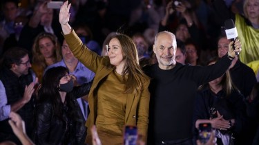 Horacio Rodríguez Larreta junto a María Eugenia Vidal, un apoyo que encendió la polémica en Juntos por el Cambio. Foto Archivo.