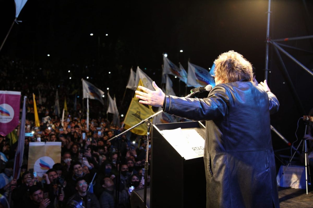 Javier Milei, el candidato más votado en las elecciones PASO 2023. Foto Télam. 