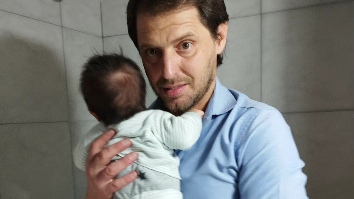 Mariano Barbieri, el hombre asesinado en Palermo, y su bebé de meses. 