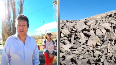 El intendente explicó cómo seguirán los trabajos después del derrumbe en el cerro de la Virgen en Chos Malal. (Captura Canal 7)