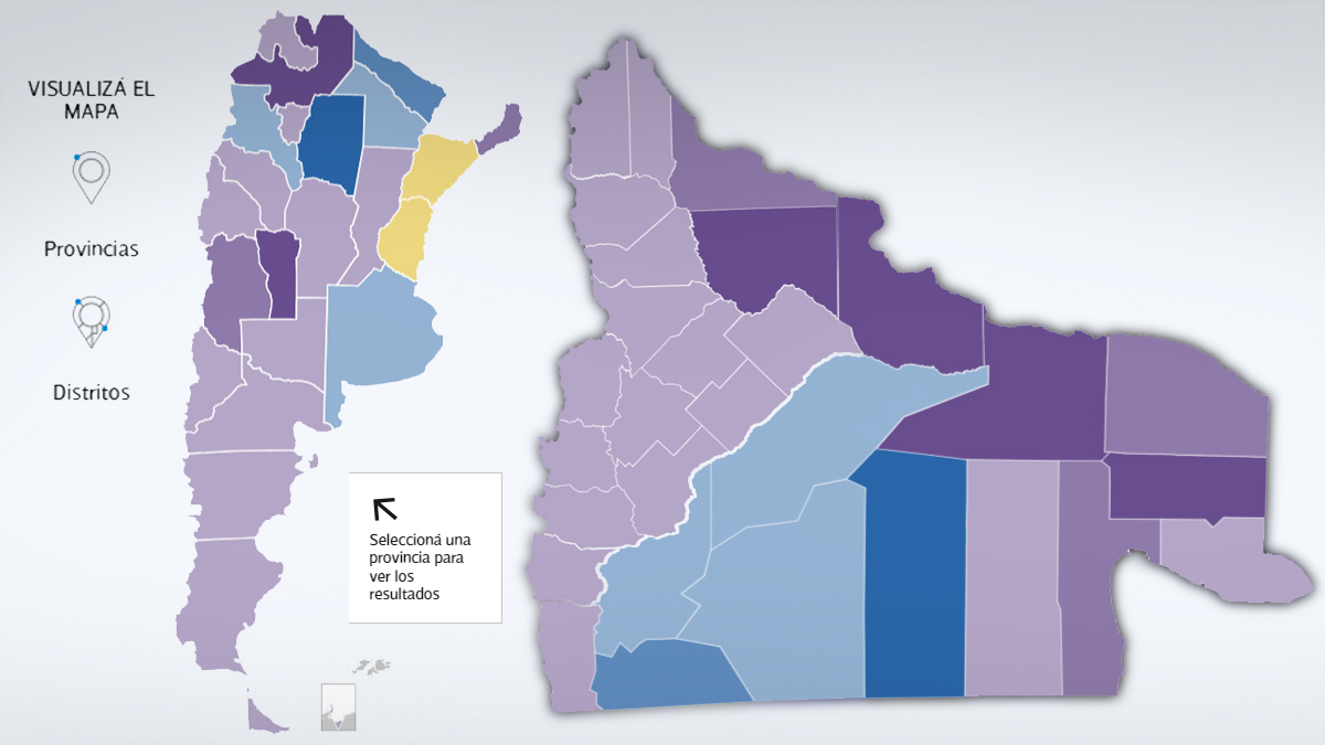 Así quedó el mapa electoral tras las PASO 2023. 