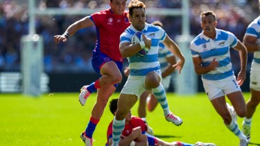 Nicolás Sánchez abrió el marcador para Los Pumas (AP Photo/Themba Hadebe)